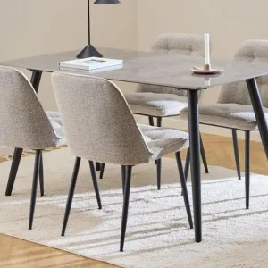 Billigare Sanjoan Matgrupp 140 cm + 4 st Zabinka Matstolar Svart/Beige/Brun - Möbler