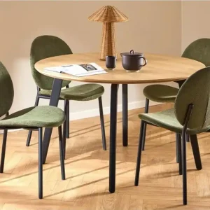 Extra rabatt Motona Matgrupp Rund 120 cm + 4 st Toroni Matstolar Svart/Grön - Möbler