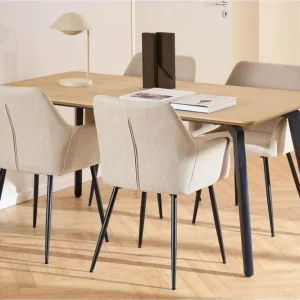 Endast idag Motona Matgrupp 160 cm + 4 st Nielsby Matstolar Svart/Beige - Möbler