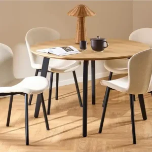 Motona Matgrupp Rund 120 cm + 4 st Amrita Matstolar Svart/Beige - Möbler Rea
