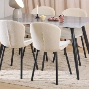 Sanjoan Matgrupp 140 cm + 4 st Amrita Matstolar Grå/Beige/Svart - Möbler Erbjudande