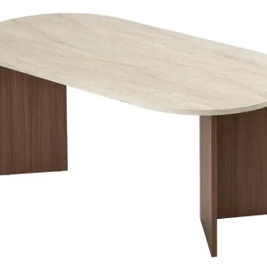 Dano Matbord 180 cm Oval Travertin och valnöt - Möbler Kampanj