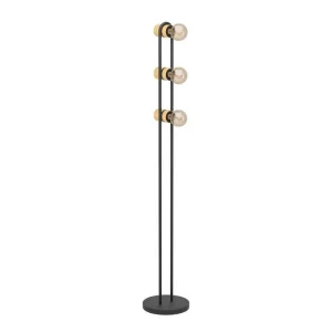 Rabatt Eglo Golvlampa Eglo Chieveley med 3 Lampor Svart/Brun - Belysning
