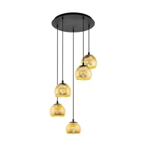 Fri frakt Eglo Takpendel Eglo Albaraccin med 5 Lampor Guld/Svart - Belysning