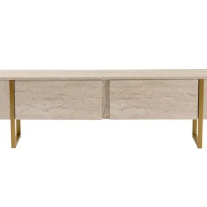 Serenity Tv-bänk 180x30 cm Travertin/Guld - Möbler Beställ idag