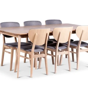 risnedsättning Stenexpo Odense Matgrupp 180 cm med 6 Borgholm Stolar i massivt trä Natur - Möbler