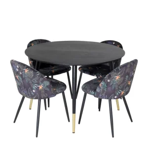 Snabb frakt Dipp Matgrupp 115 cm Rund med 4 Velvet stolar - Möbler