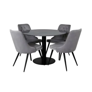 Begränsad tid Estelle Matgrupp 106 cm Rund med 4 Velvet Deluxe stolar - Möbler