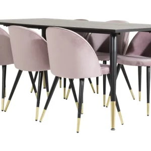 Snabb frakt Dipp Matgrupp 180 cm Rektangulär med 6 Velvet stolar - Möbler