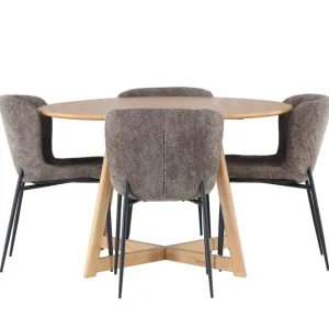 Yakidon Matgrupp 120 cm Rund med 4 Modesto stolar - Möbler Sista chansen