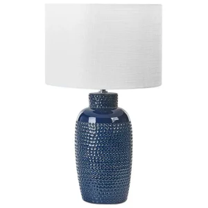 Snabb leverans Samoste Bordslampa 53 cm E27 Marinblå/Vit - Belysning