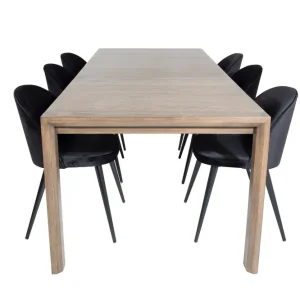 Slider Matgrupp Förlängningsbar 170 cm Rektangulär med 6 Velvet stolar - Möbler Expressleverans