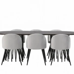 Stone Matgrupp 220 cm Rektangulär med 6 Velvet stolar - Möbler Kundfavorit