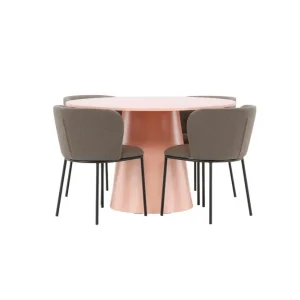 Venture Home Matgrupp Lanzo Runt 120 cm Rosa med 4st Edina Stolar Svart / Brun Svart / Brun - Möbler Begränsat antal