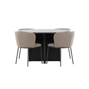 Venture Home Matgrupp Strada Runt 120/170 cm Svart med Edina Stolar 4 st, Svart / Brun 4 st, Svart / Brun - Möbler Trygg betalning