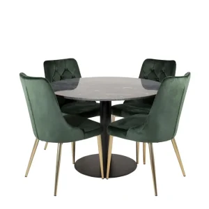 Sista chansen Estelle Matgrupp 106 cm Rund med 4 Velvet Deluxe stolar - Möbler