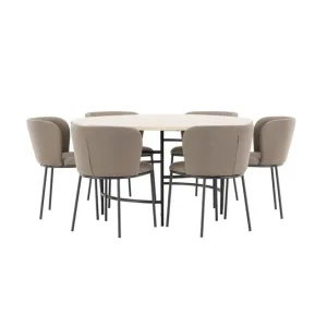 Venture Home Matgrupp Copenhagen Runt 140 cm Vit/Svart med 6st Edina Stolar Svart / Brun Svart / Brun - Möbler Extra rabatt