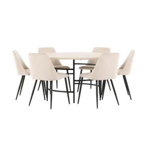 Reapris Venture Home Matgrupp Copenhagen Runt 140 cm med 6st Night Stolar Vit / Svart Vit / Svart - Möbler