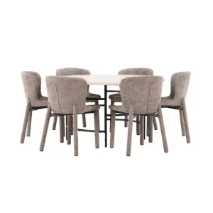 Nyhet Venture Home Matgrupp Copenhagen Runt 140 cm med 6st Astoria Stolar Vit / Svart, Brun Vit / Svart, Brun - Möbler