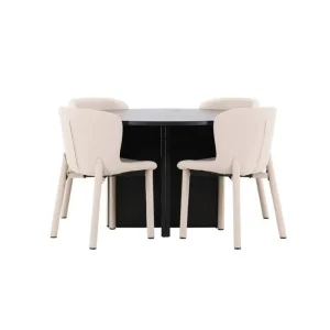 Extra rabatt Venture Home Matgrupp Strada Runt 120/170 cm Svart med Astoria Stolar 4 st, Beige 4 st, Beige - Möbler