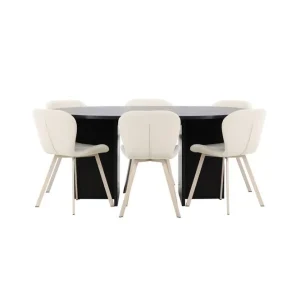 Snabb frakt Venture Home Matgrupp Strada Runt 120/170 cm Svart med Lilja Stolar 6 st 6 st - Möbler