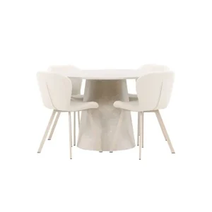 I lager Venture Home Matgrupp Lanzo Runt 120 cm med 4st Lilja Stolar Beige Beige - Möbler