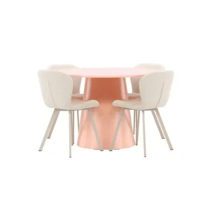 Venture Home Matgrupp Lanzo Runt 120 cm med 4st Lilja Stolar Rosa Rosa - Möbler Beställ idag