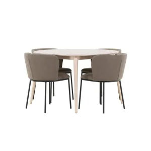 Utförsäljning Venture Home Matgrupp Flora Runt 120 cm Vit med 4st Edina Stolar Svart / Brun Svart / Brun - Möbler