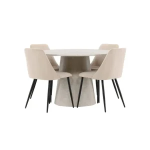Kampanj Venture Home Matgrupp Lanzo Runt 120 cm med 4st Night Stolar Beige Beige - Möbler