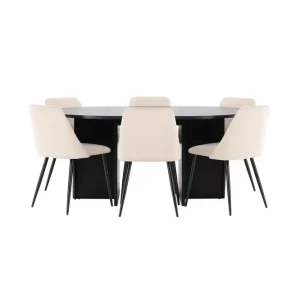 Kundfavorit Venture Home Matgrupp Strada Runt 120/170 cm Svart med Night Stolar 6 st 6 st - Möbler
