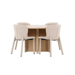 Venture Home Matgrupp Strada Runt 120/170 cm Vit med Astoria Stolar 4 st, Beige 4 st, Beige - Möbler Köp nu
