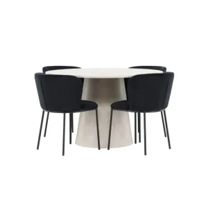 Sänkt pris Venture Home Matgrupp Lanzo Runt 120 cm Beige med 4st Edina Stolar Svart Svart - Möbler