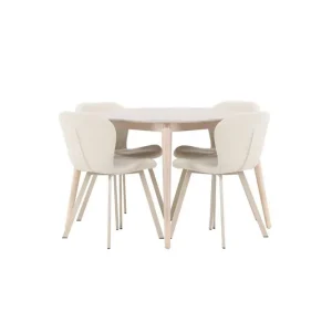 risnedsättning Venture Home Matgrupp Flora Runt 120 cm Vit med 4st Lilja Stolar - Möbler