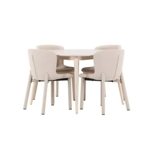 Venture Home Matgrupp Flora Runt 120 cm Vit med 4st Astoria Stolar Beige Beige - Möbler Outlet