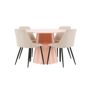 Köp nu Venture Home Matgrupp Lanzo Runt 120 cm med 4st Night Stolar Rosa Rosa - Möbler