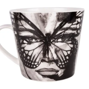 Populär Carolina Gynning Golden Butterfly Kaffekopp Benporslin 40 cl Svart / Vit - Servering & matlagning