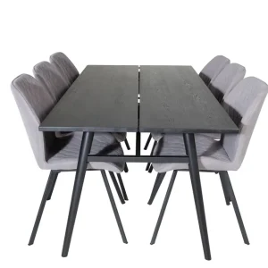 Sleek Matgrupp Förlängningsbar 195 cm Rektangulär med 6 Gemma stolar - Möbler Populärt val