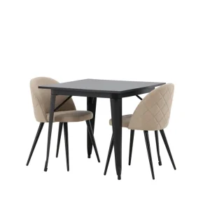 VESTERBY Matgrupp 80 cm Rektangulär Beige med 2 ABLANQUE Stolar - Möbler Reapris