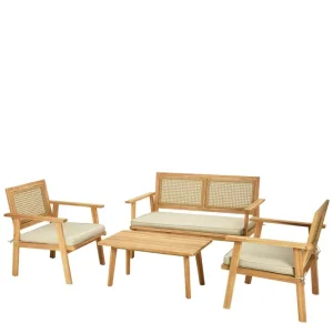 Rabatter Tritante 4-sits Soffgrupp Utomhus - Loungegrupp balkong terrass uteplats Brun - Utemöbler & utemiljö