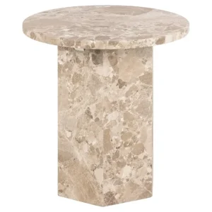 Prisa Runt Sidobord i Marmor Sten 50 cm Beige - Möbler Fri frakt
