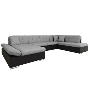 Zumar Bäddsoffa med Divan och Schäslong 4-sits i Konstläder Svart/Grå - Möbler Beställ idag