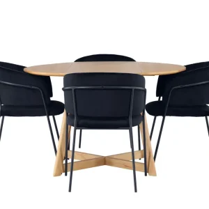 Yakidon Matgrupp 120 cm Rund med 4 Selma Stolar - Möbler I lager