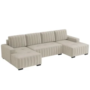 Esher Bäddsoffa Dubbeldivan 4-sits i Plysch Beige - Möbler Reapris