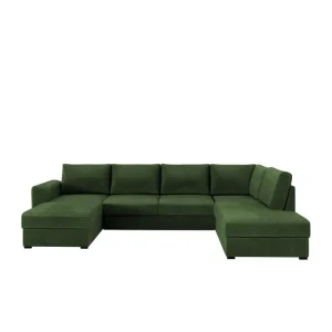 I lager Taberk Bäddsoffa med Divan och Schäslong 4-sits i Chenille Grön - Möbler