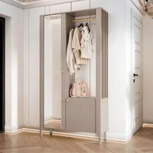 Bästa pris Aggarwal Garderob med Spegel 105x197 cm Beige - Förvaring