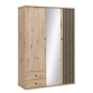 Fynd Aldbrough Garderob med Spegel 150x213 cm Brun/Svart - Förvaring