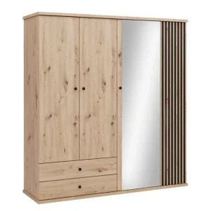 Endast idag Aldbrough Garderob med Spegel 200x213 cm Brun/Svart - Förvaring