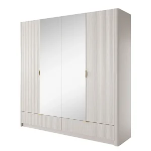 Trygg betalning Forba Garderob med Spegel 213x209 cm Vit - Förvaring