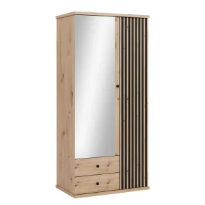 Aldbrough Garderob med Spegel 100x213 cm Brun/Svart - Förvaring Endast denna vecka