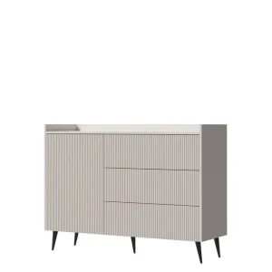 Chiku Byrå 126 cm Beige - Förvaring Rabatter